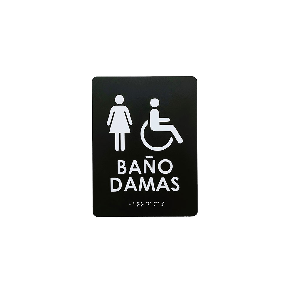 Señalización de baño damas en braille
