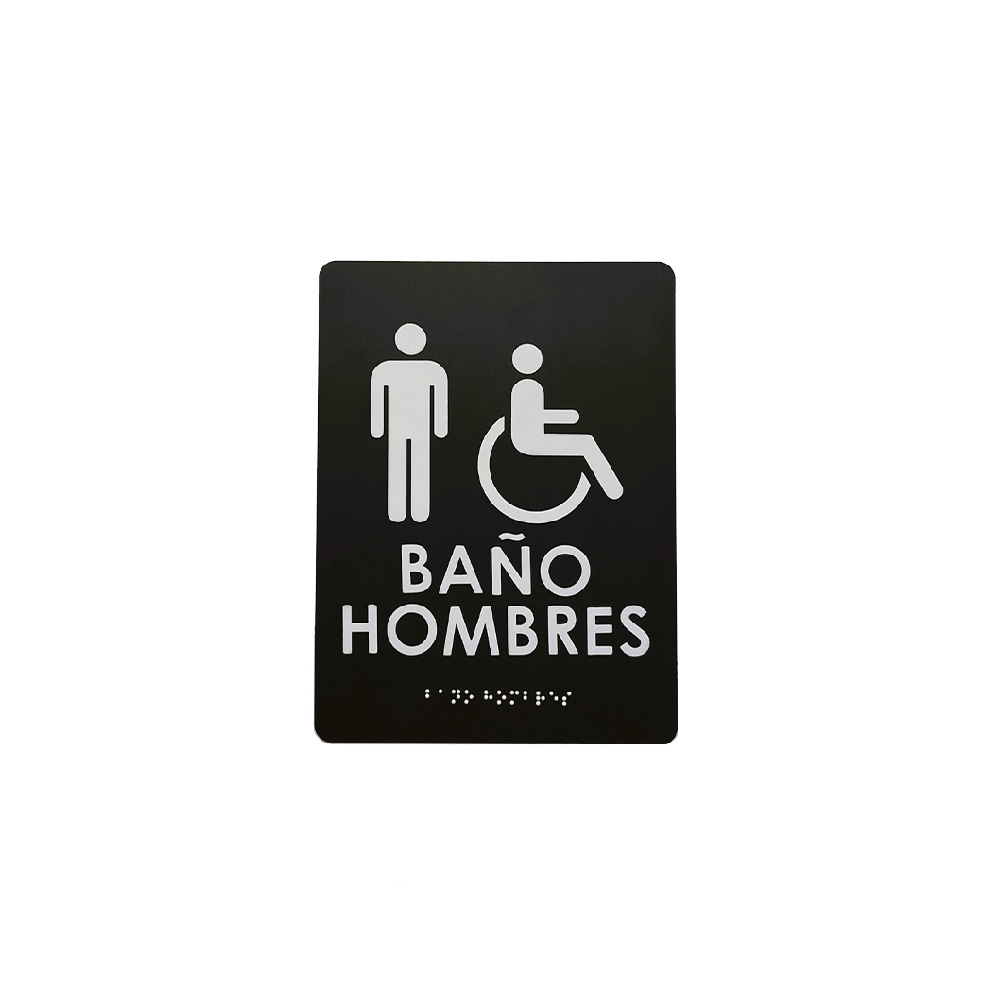 Señalización braille de baño hombres
